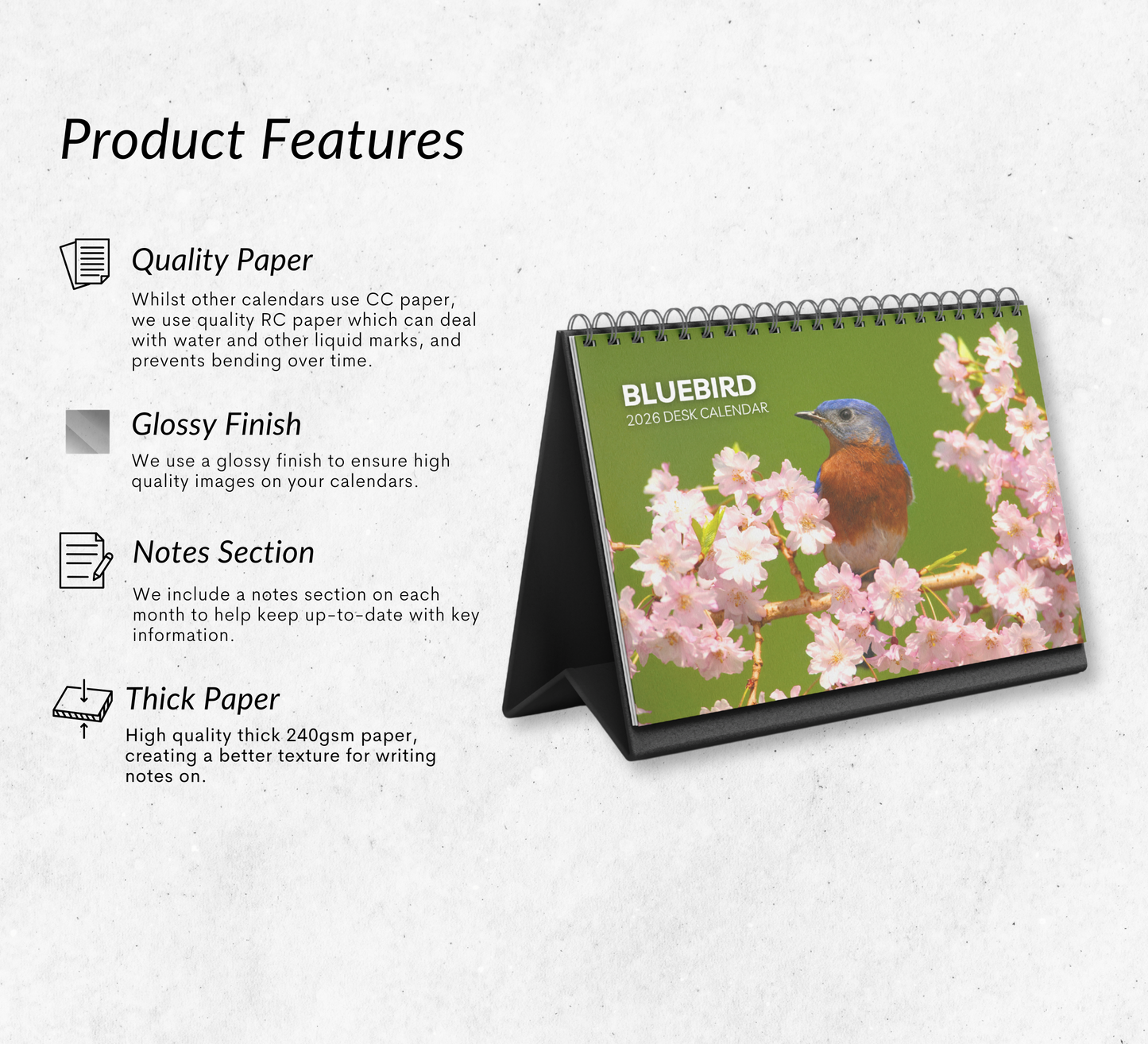 Bluebird Desk Calendar 2026-2027