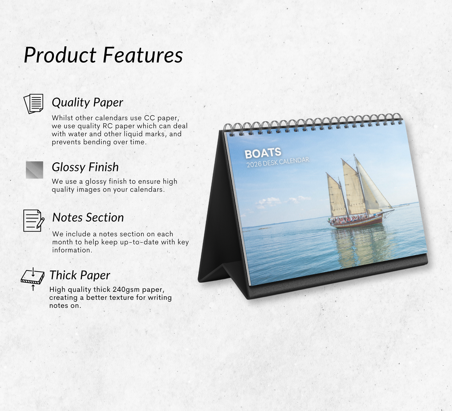 Boats Desk Calendar 2026-2027