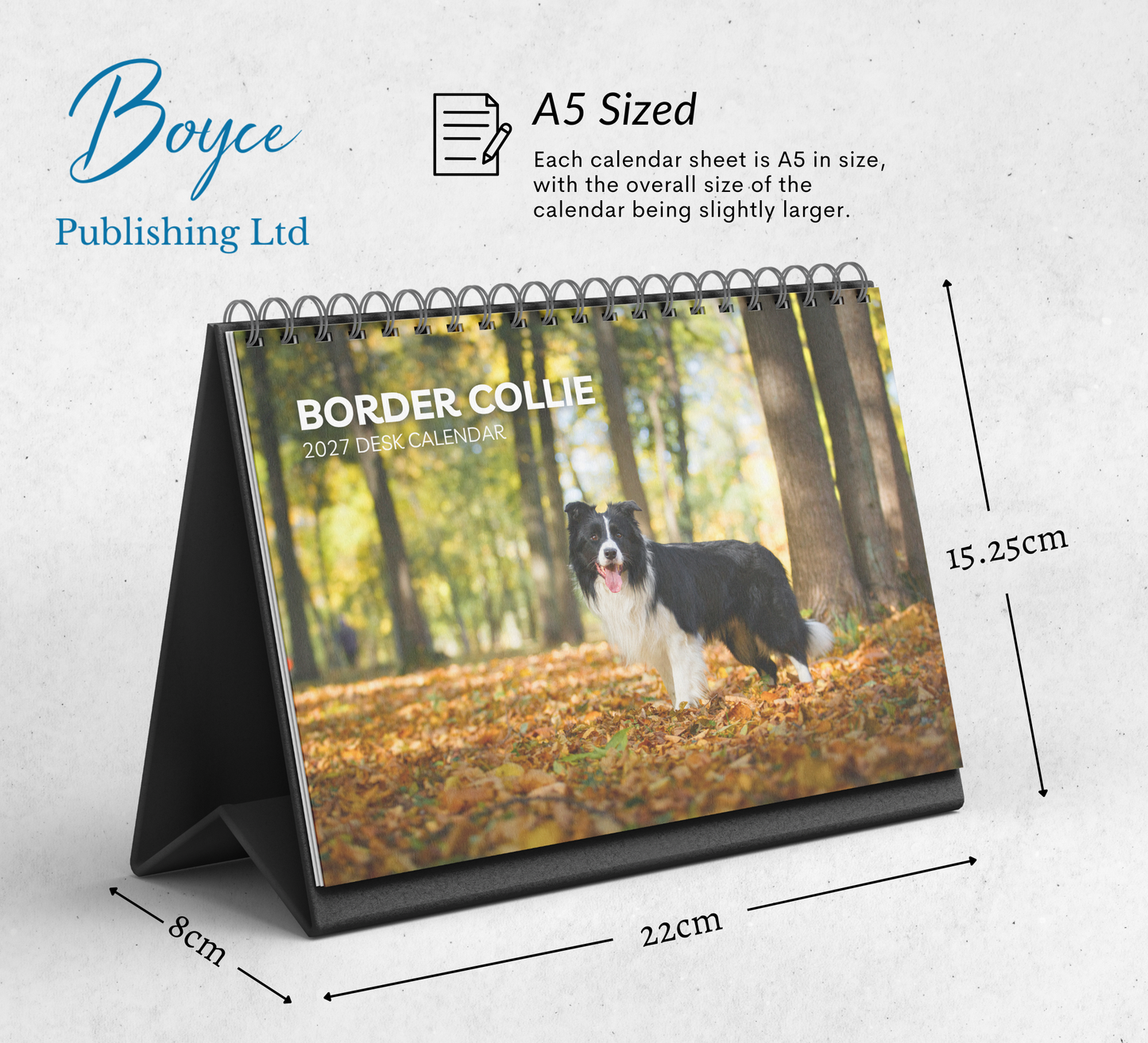 Border Collie Desk Calendar 2027-2028