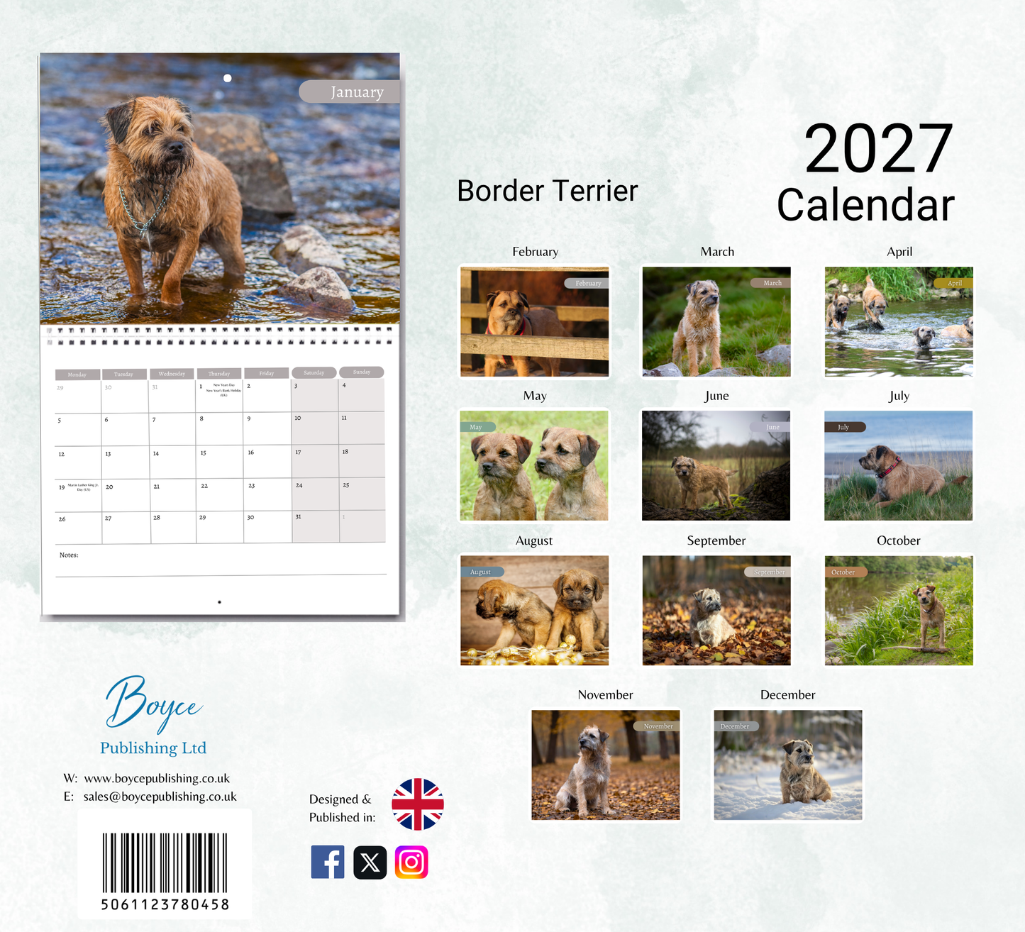 Border Terrier Calendar 2027