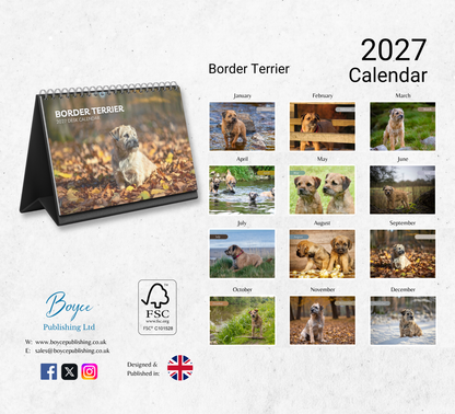 Border Terrier Desk Calendar 2027-2028