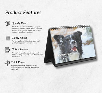Border Collie Desk Calendar 2026-2027