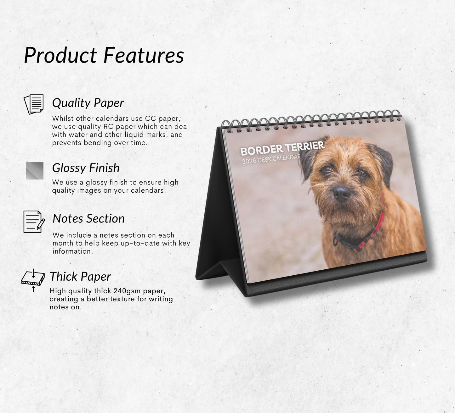 Border Terrier Desk Calendar 2026-2027