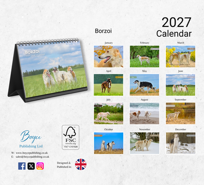 Borzoi Desk Calendar 2027-2028