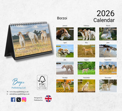 Borzoi Desk Calendar 2026-2027