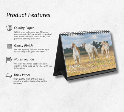 Borzoi Desk Calendar 2026-2027