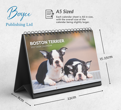 Boston Terrier Desk Calendar 2027-2028