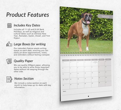 Boxer Dog Calendar 2027