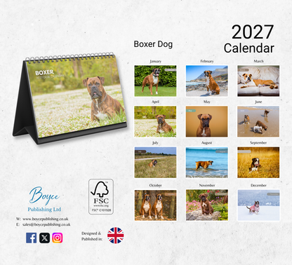 Boxer Dog Desk Calendar 2027-2028