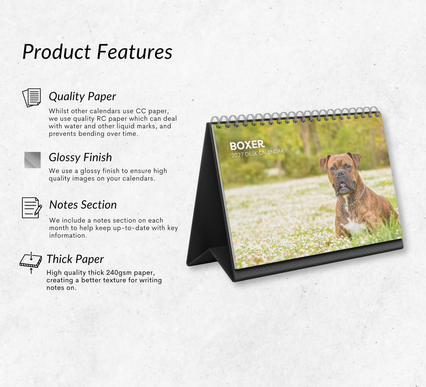 Boxer Dog Desk Calendar 2027-2028