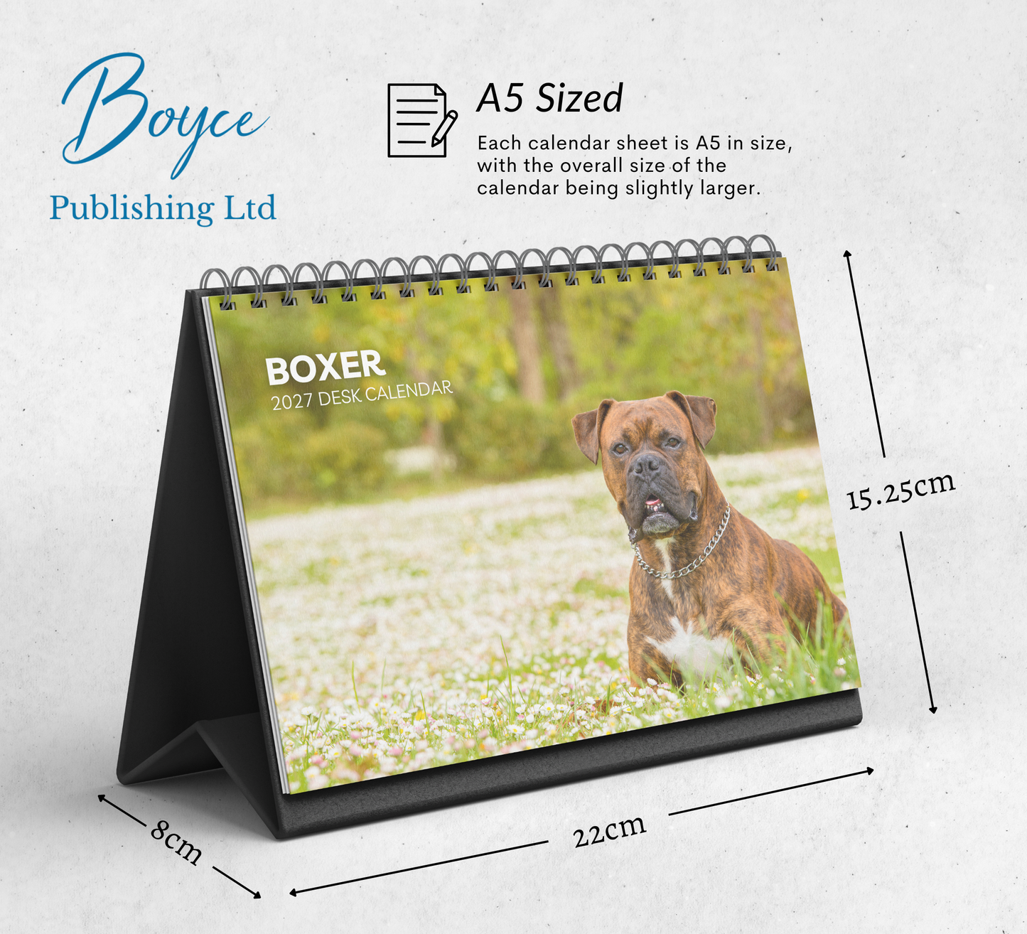 Boxer Dog Desk Calendar 2027-2028