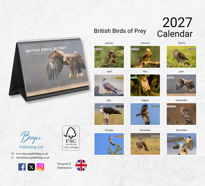 British Birds of Prey Desk Calendar 2027-2028