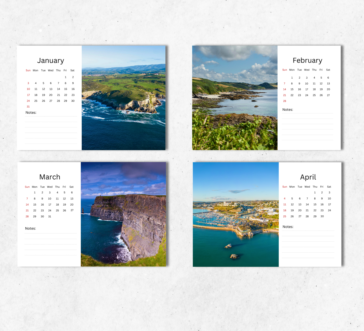 British Coastal Desk Calendar 2027-2028