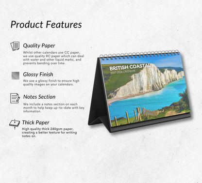 British Coastal Desk Calendar 2027-2028