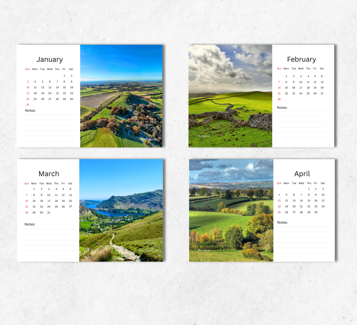 British Countryside Desk Calendar 2027-2028