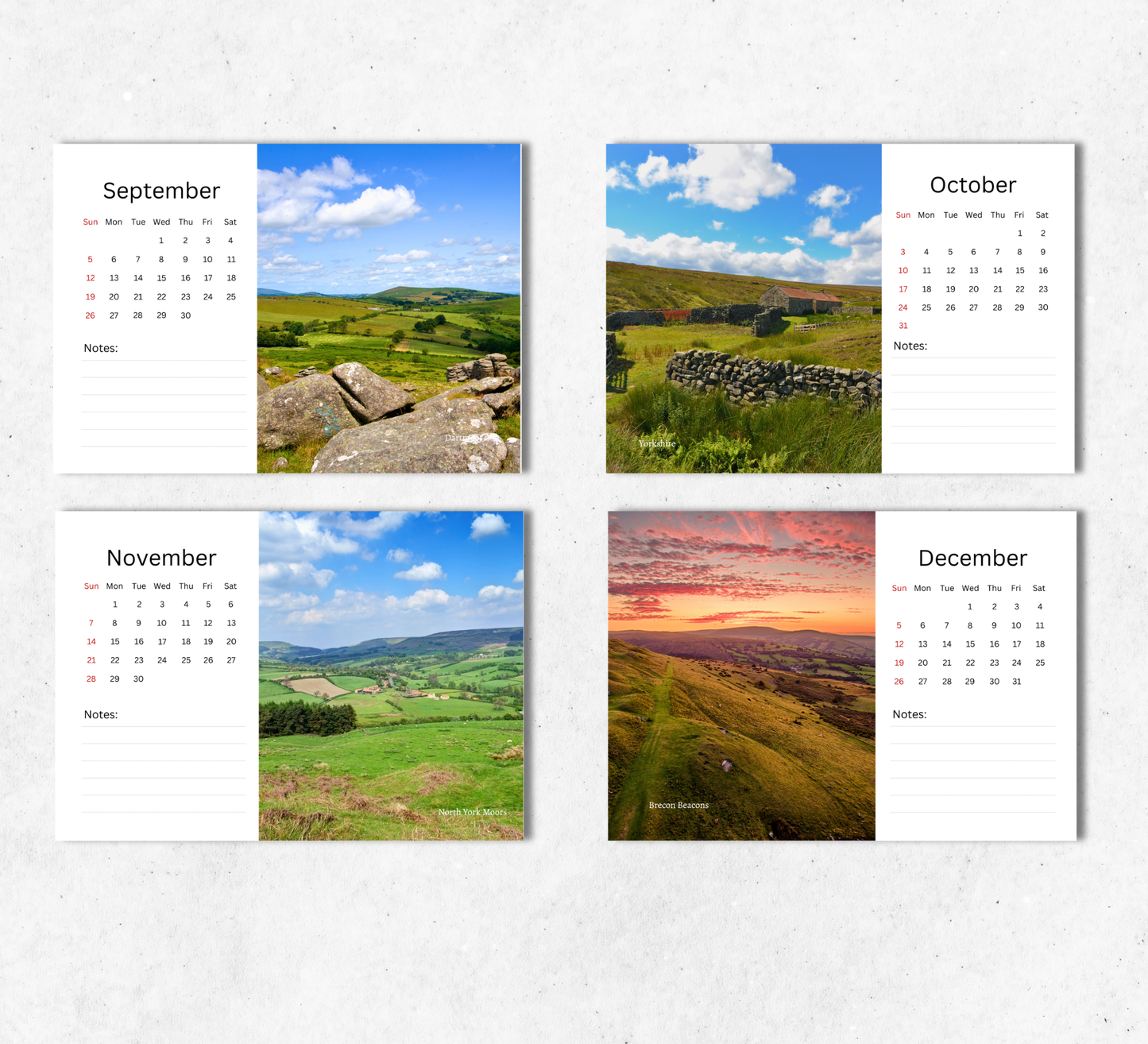 British Countryside Desk Calendar 2027-2028