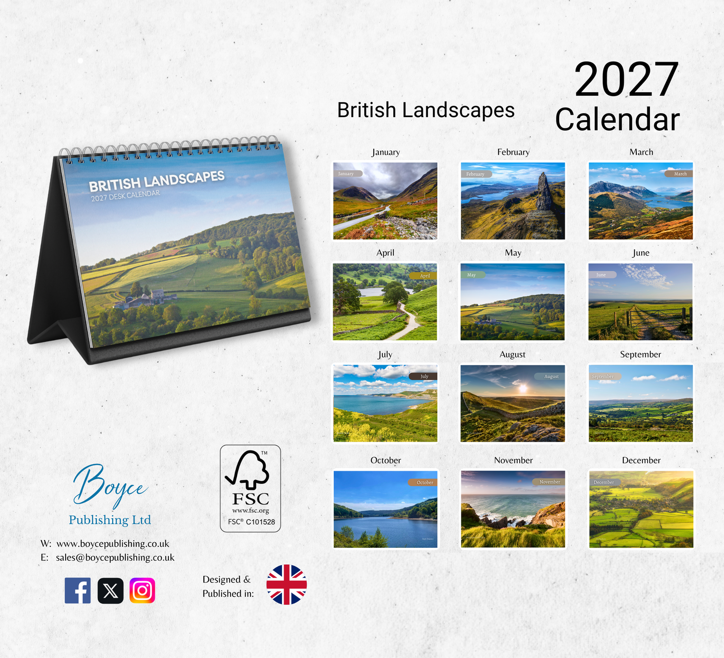 British Landscapes Desk Calendar 2027-2028