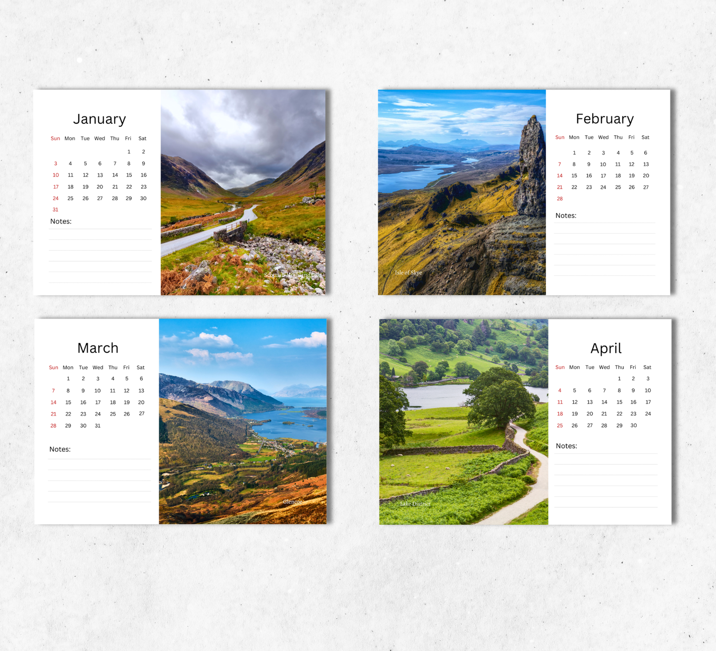 British Landscapes Desk Calendar 2027-2028