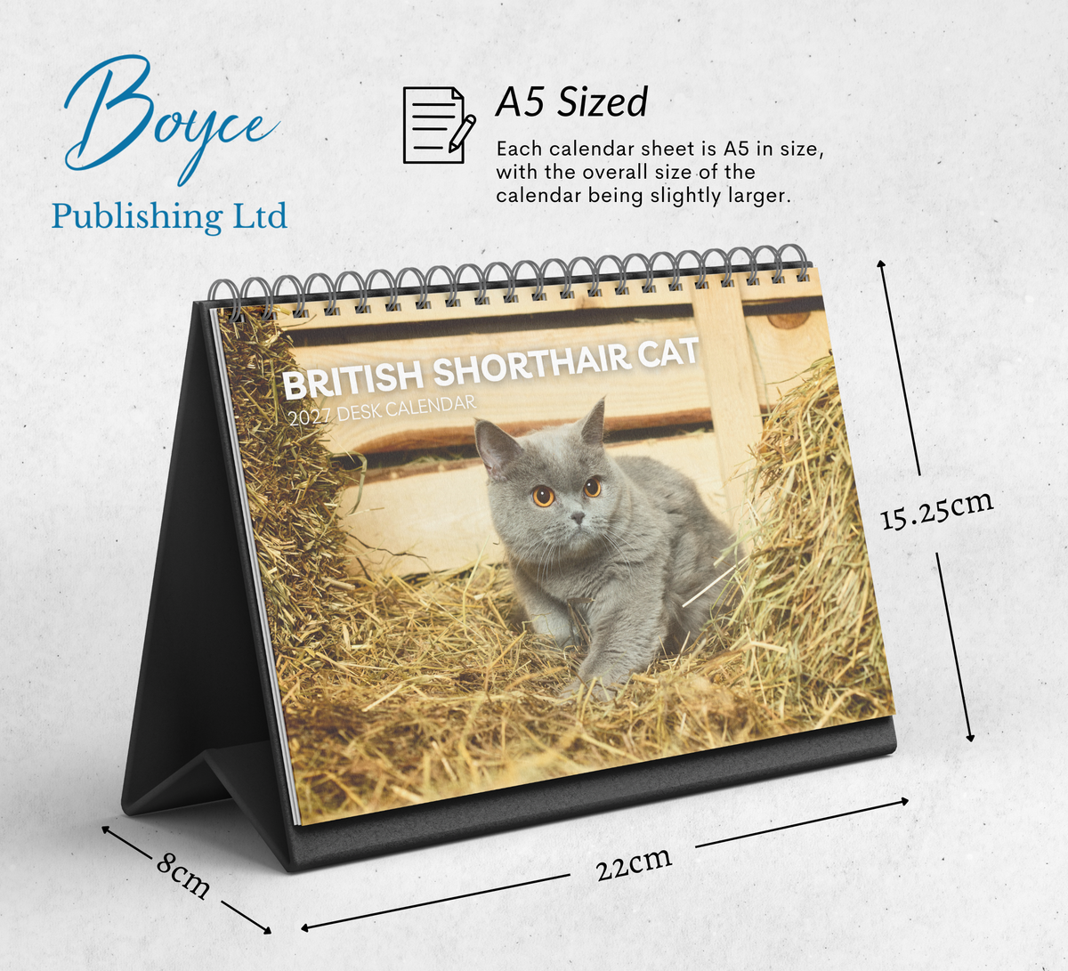 British Shorthair Cat Desk Calendar 2027-2028