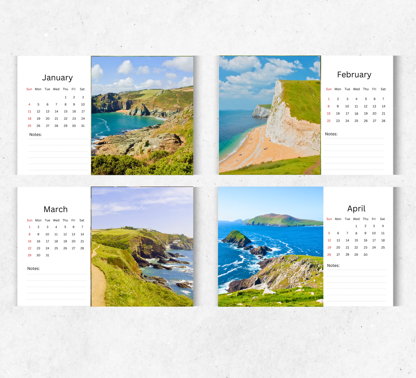 British Coastal Desk Calendar 2026-2027