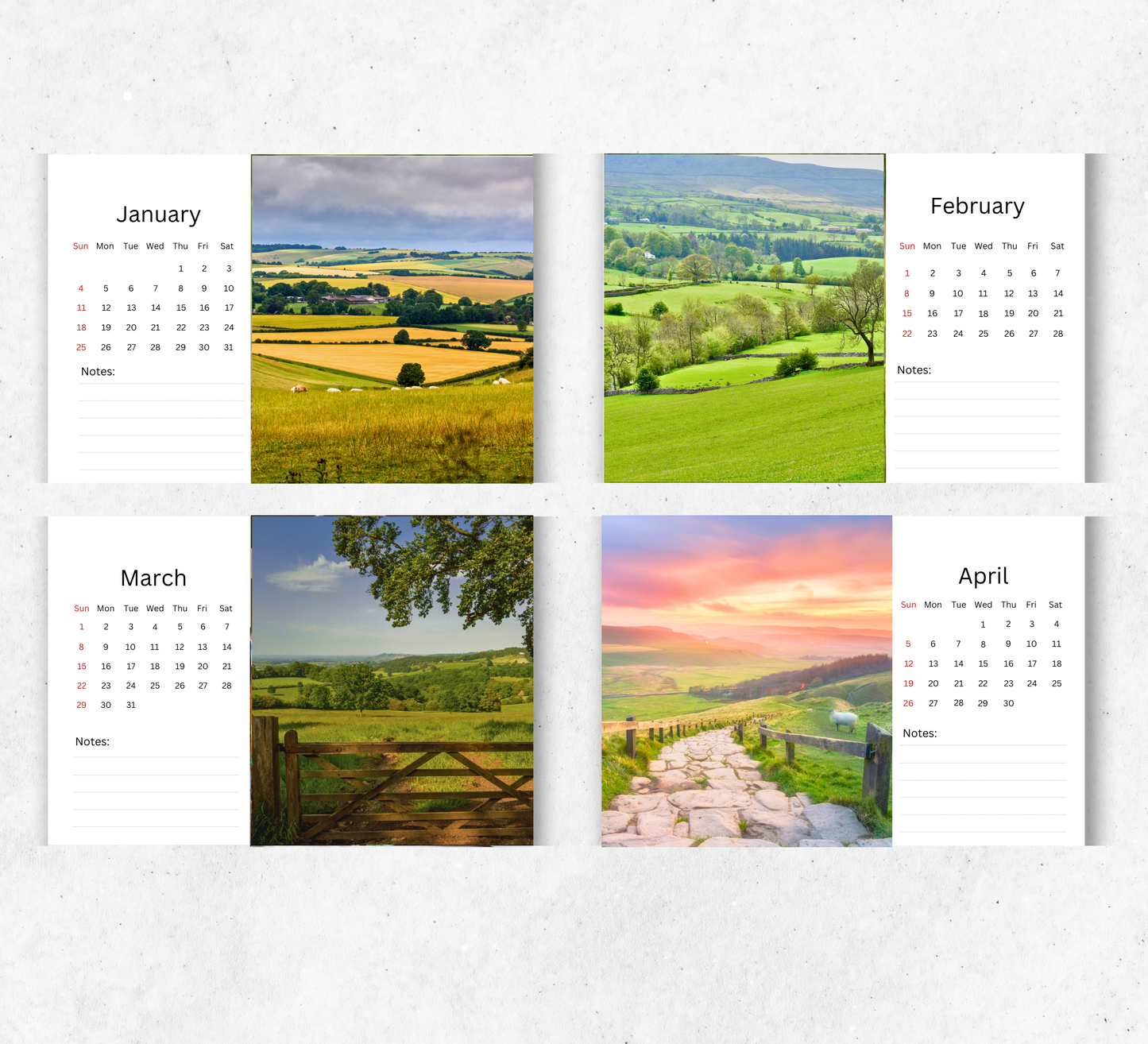 British Countryside Desk Calendar 2026-2027