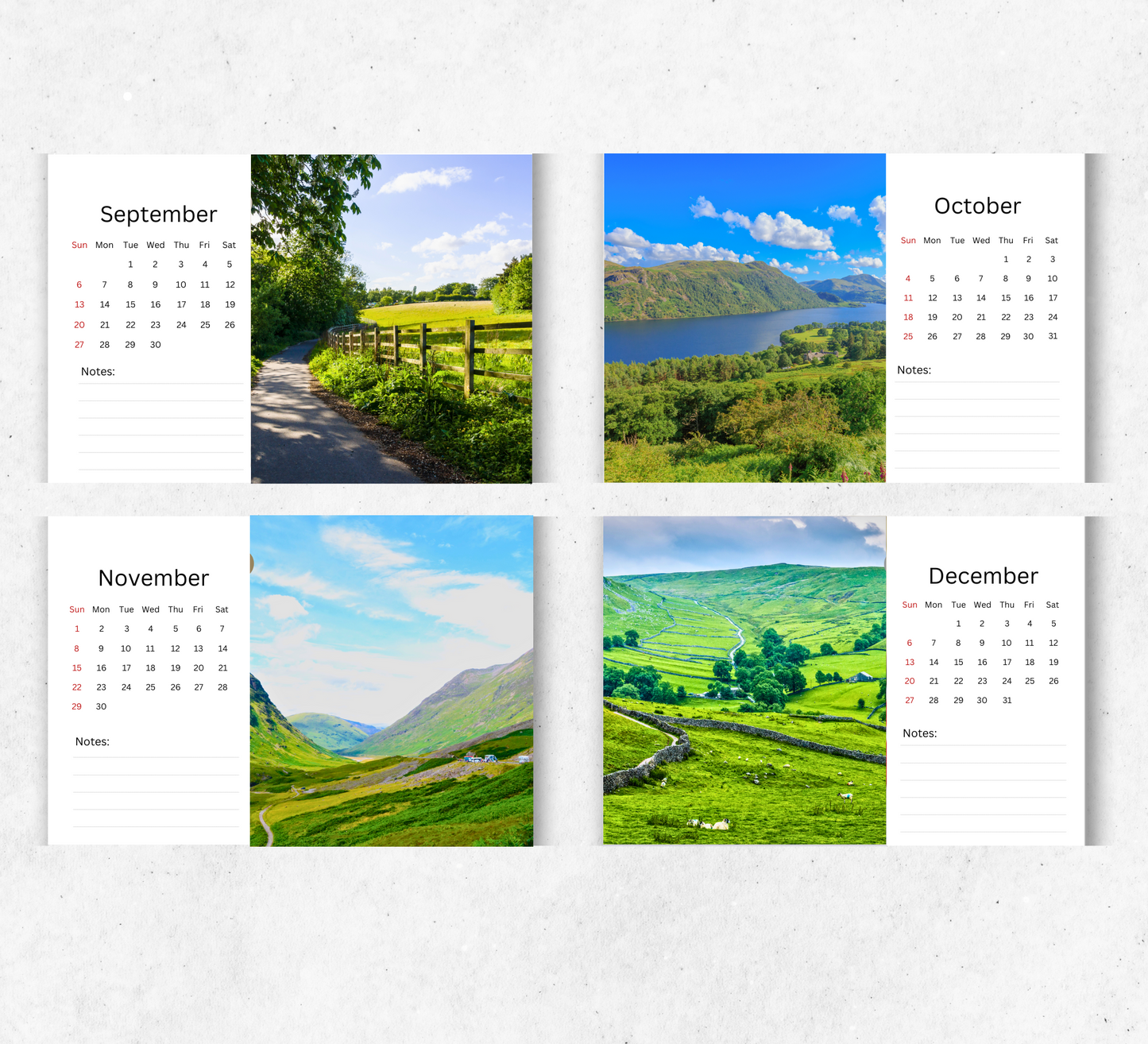 British Countryside Desk Calendar 2026-2027