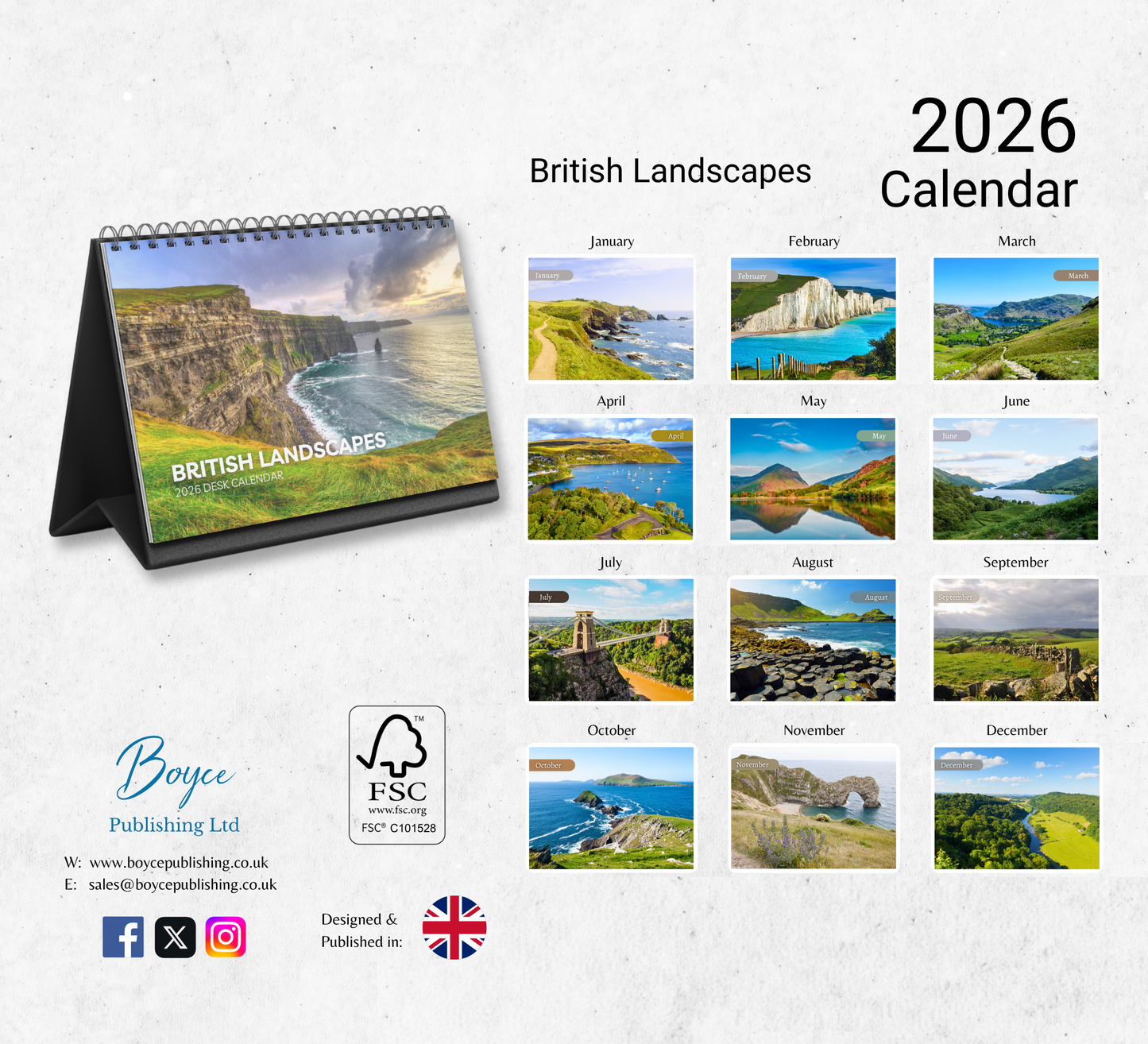 British Landscapes Desk Calendar 2026-2027