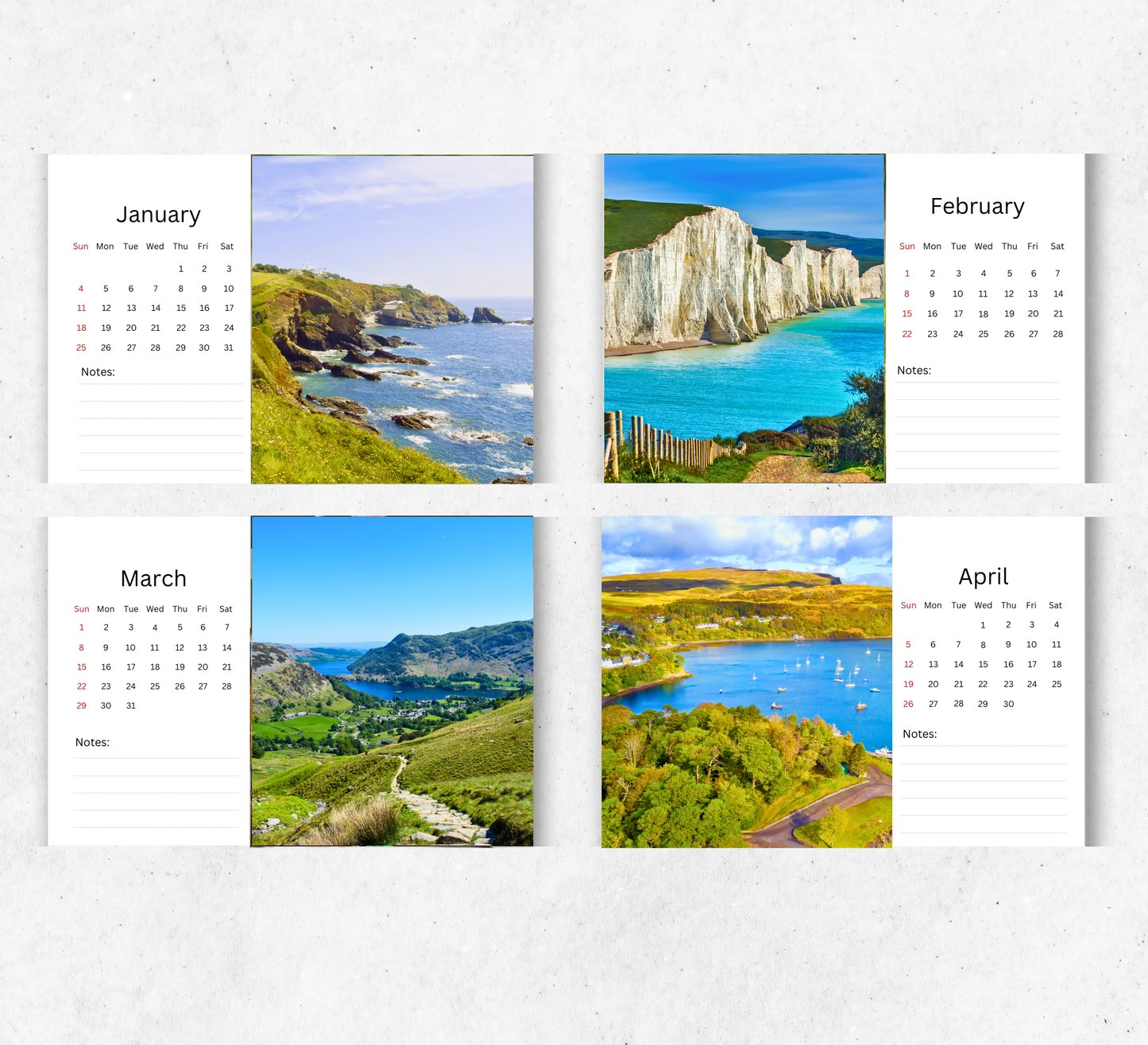 British Landscapes Desk Calendar 2026-2027