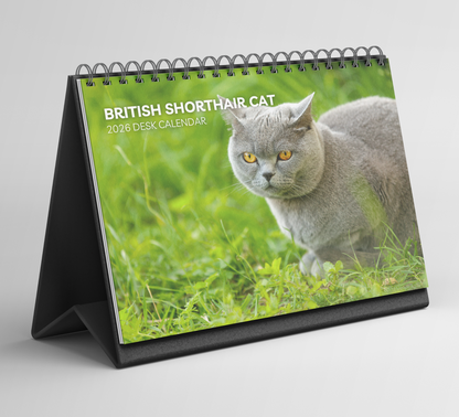 British Shorthair Cat Desk Calendar 2026-2027