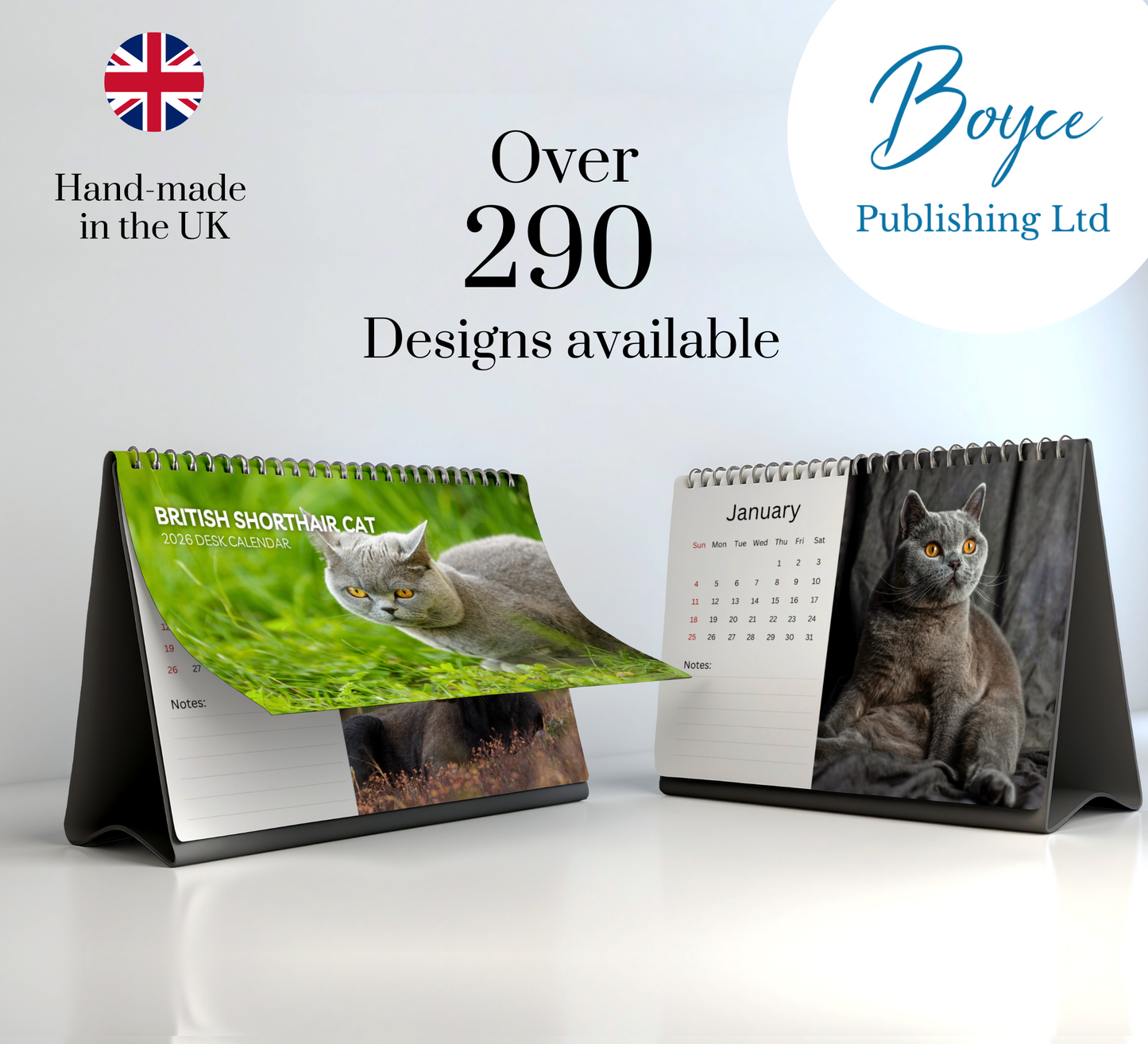 British Shorthair Cat Desk Calendar 2026-2027