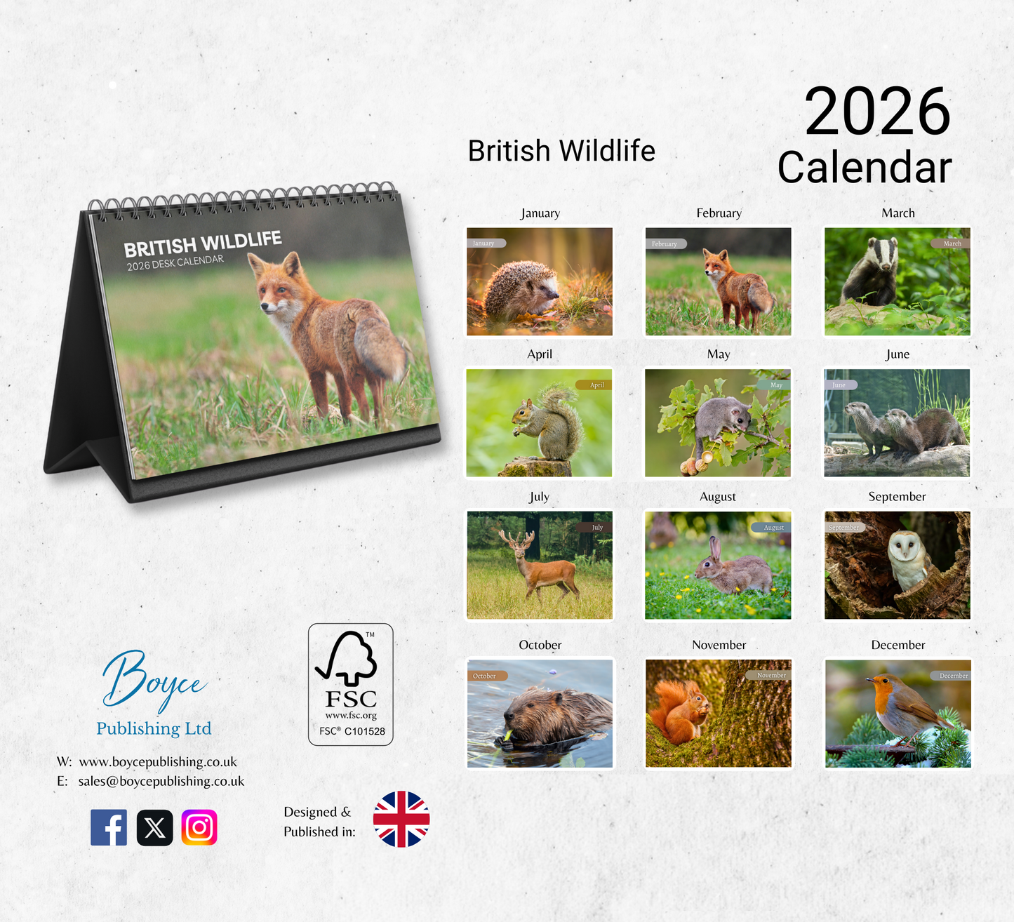British Wildlife Desk Calendar 2026-2027