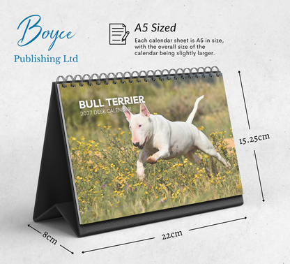 Bull Terrier Desk Calendar 2027-2028