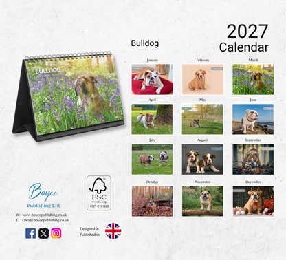 Bulldog Desk Calendar 2027-2028