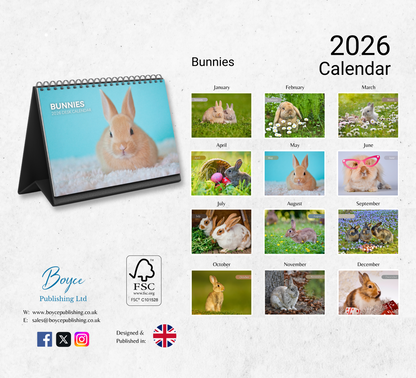 Bunnies Desk Calendar 2026-2027