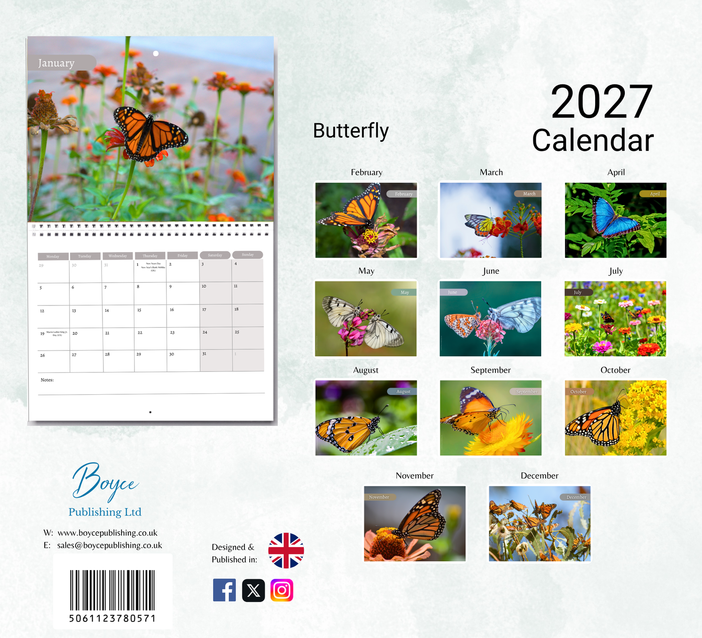 Butterfly Calendar 2027