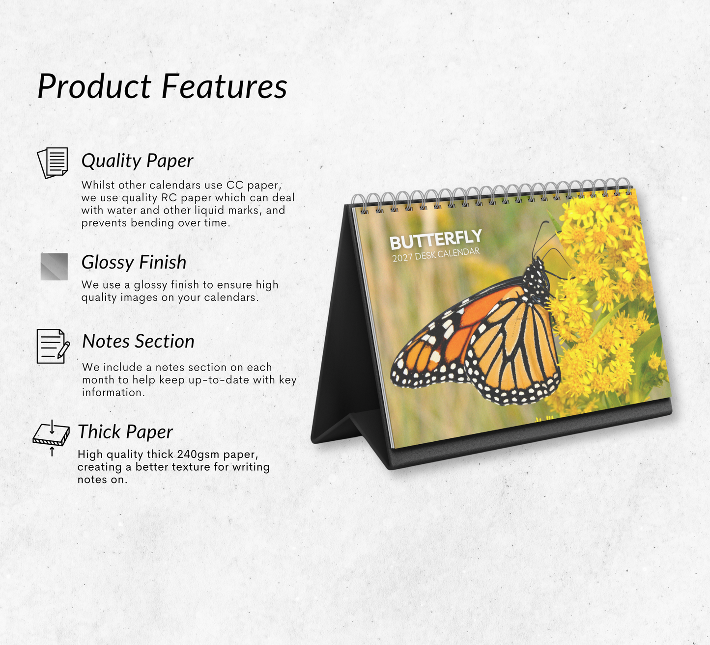 Butterfly Desk Calendar 2027-2028