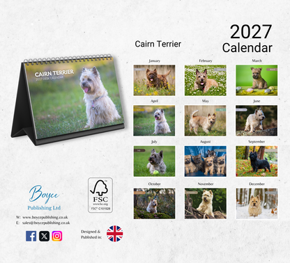 Cairn Terrier Desk Calendar 2027-2028
