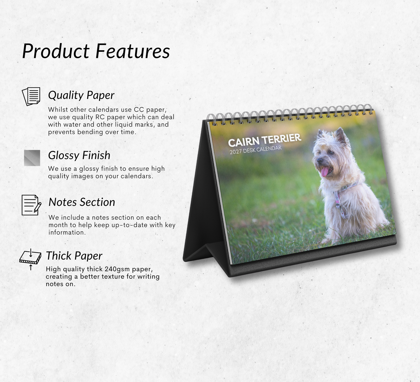 Cairn Terrier Desk Calendar 2027-2028