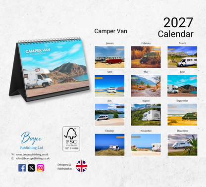 Camper Van Desk Calendar 2027-2028