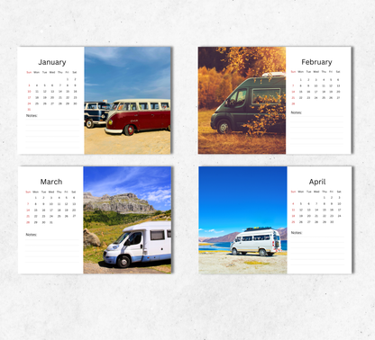 Camper Van Desk Calendar 2027-2028