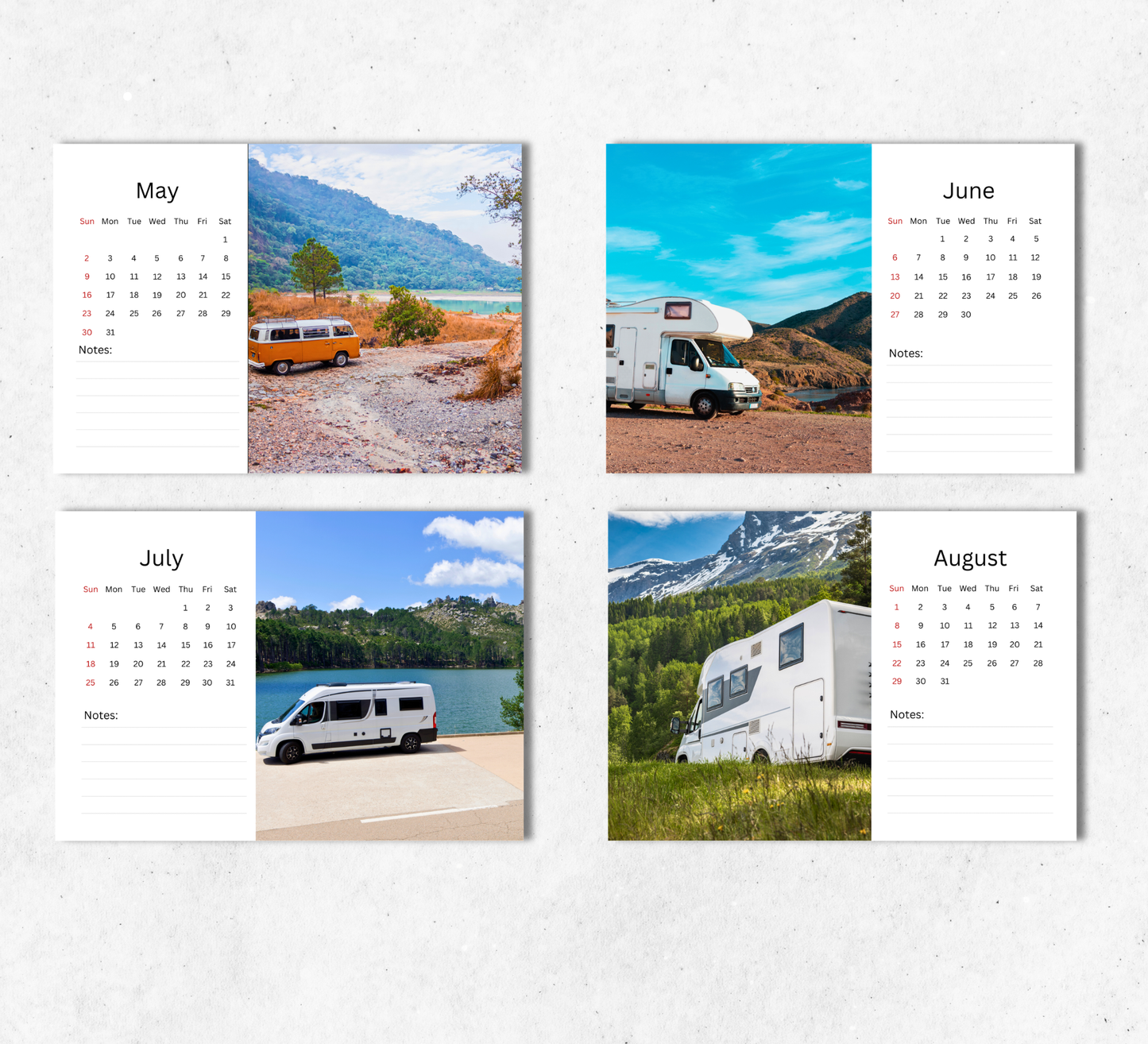 Camper Van Desk Calendar 2027-2028