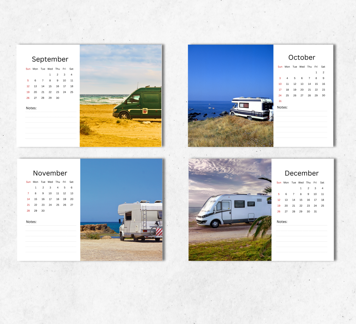 Camper Van Desk Calendar 2027-2028