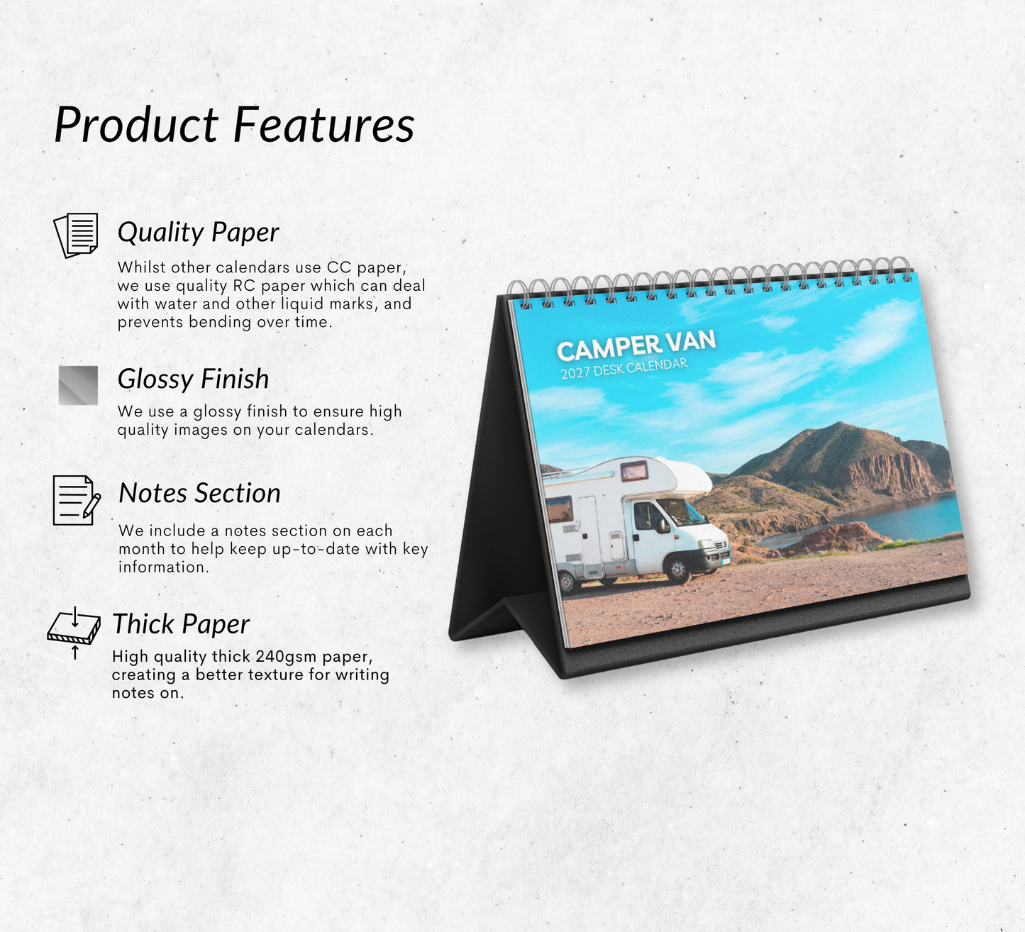 Camper Van Desk Calendar 2027-2028