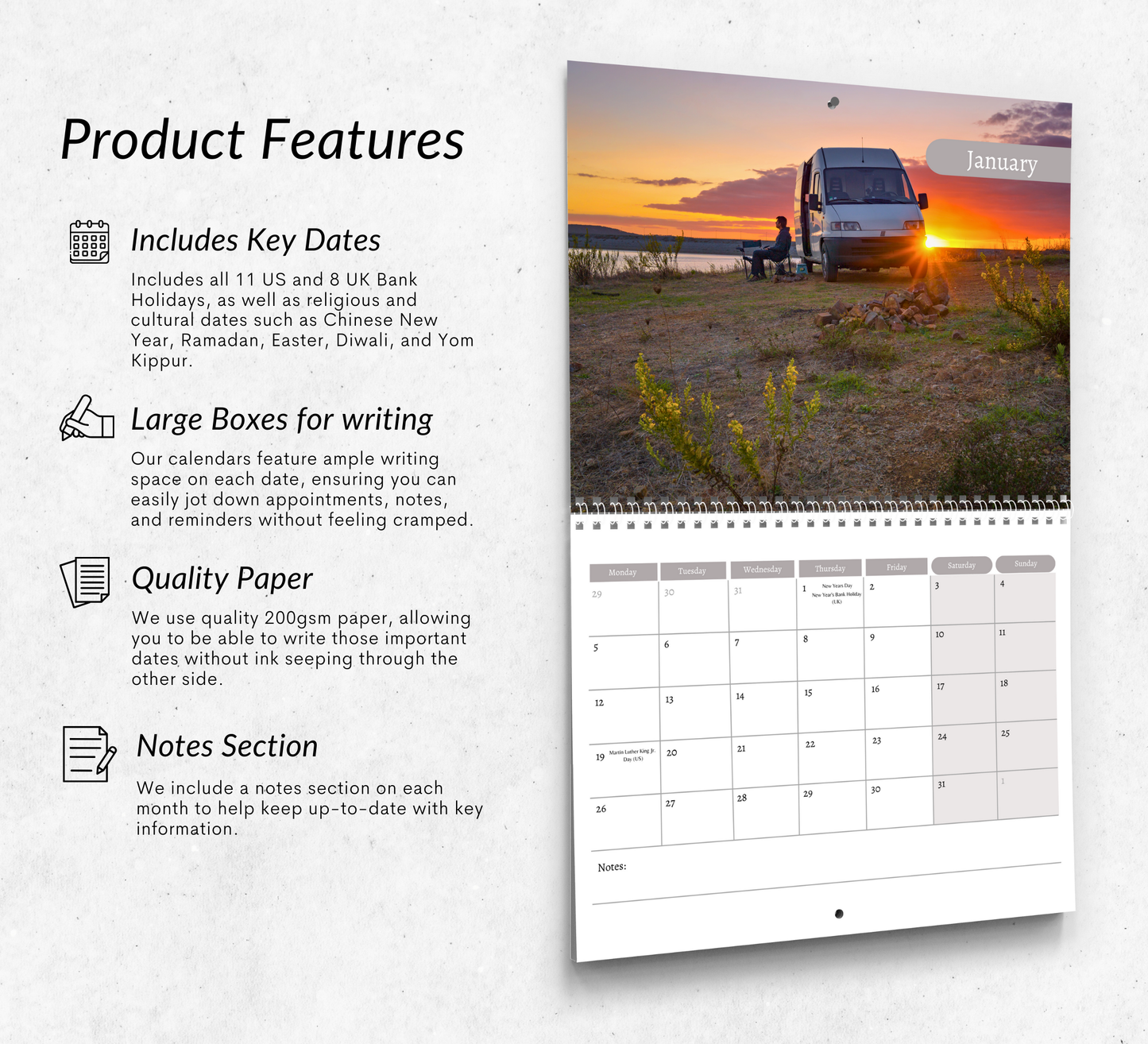 Camper Van Calendar 2026