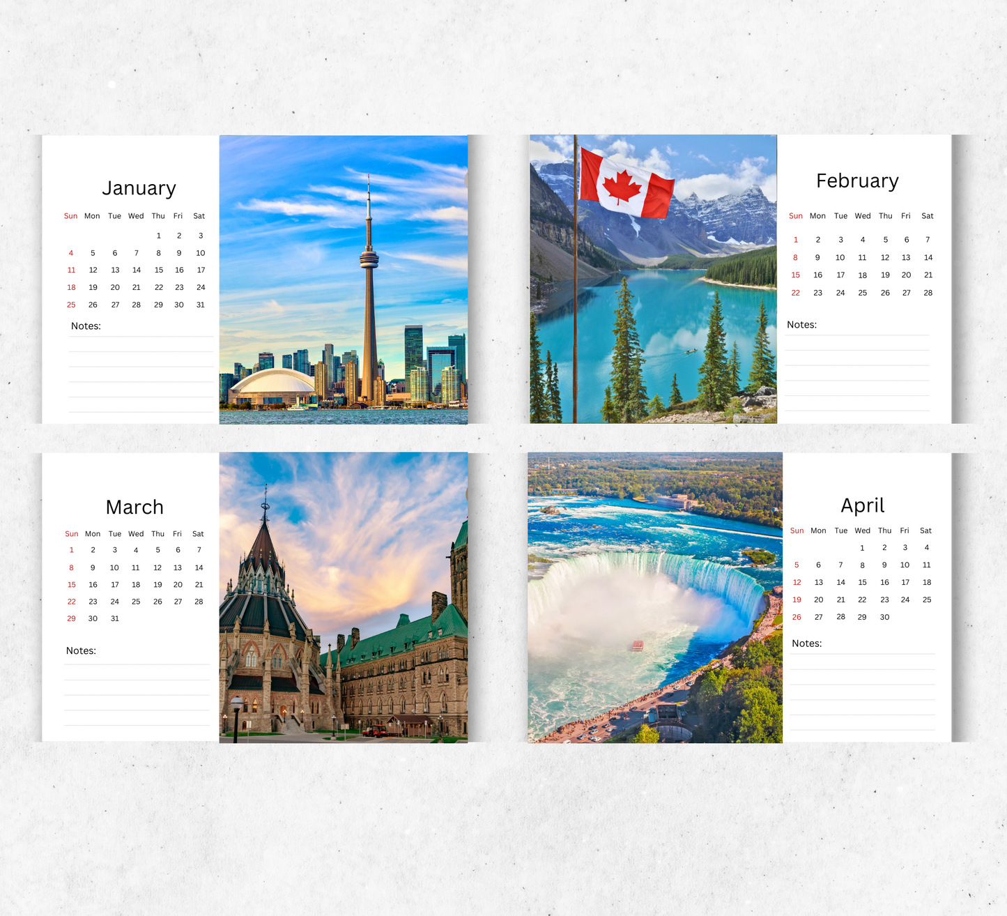Canada Desk Calendar 2026-2027