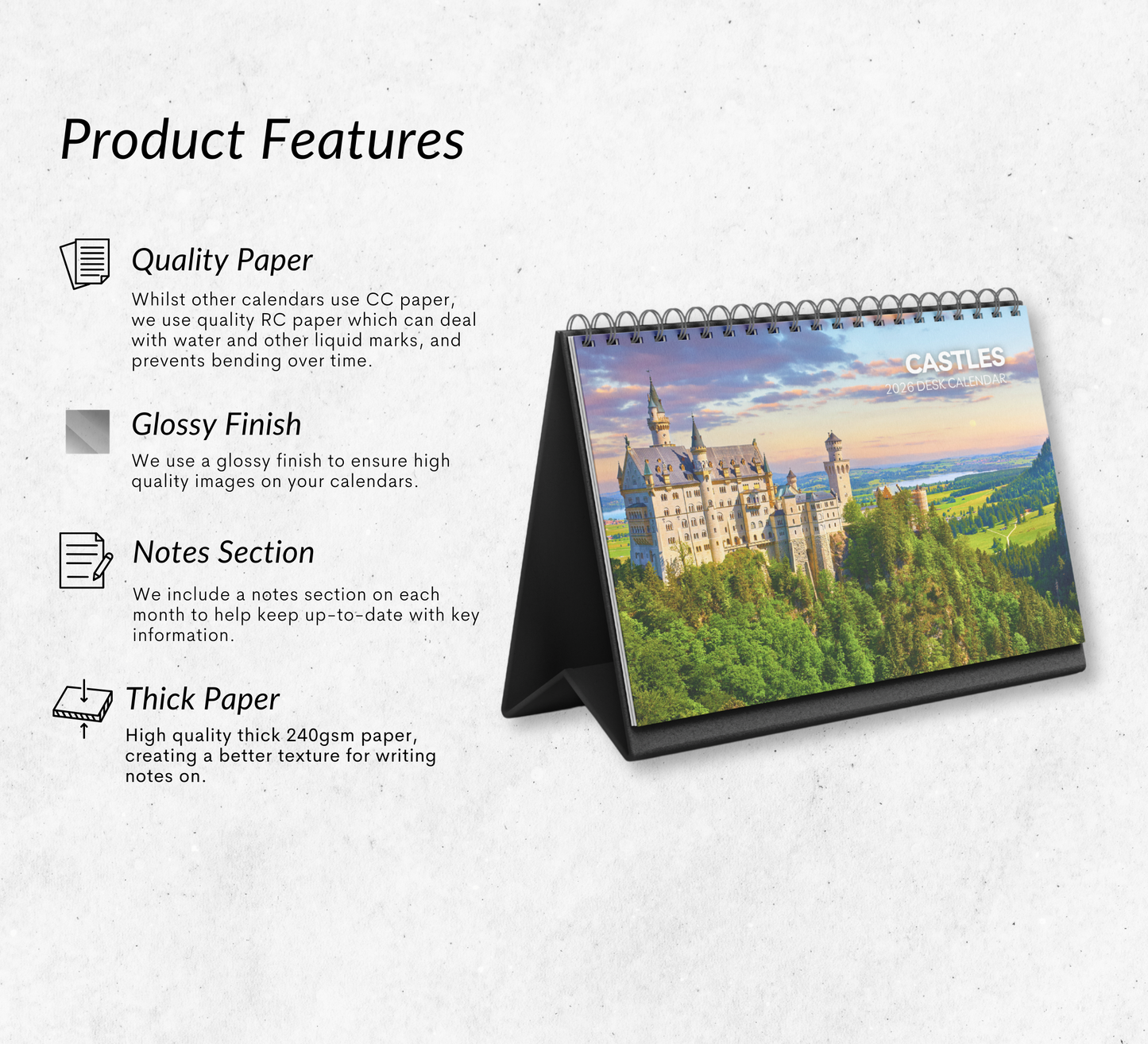 Castles Desk Calendar 2026-2027
