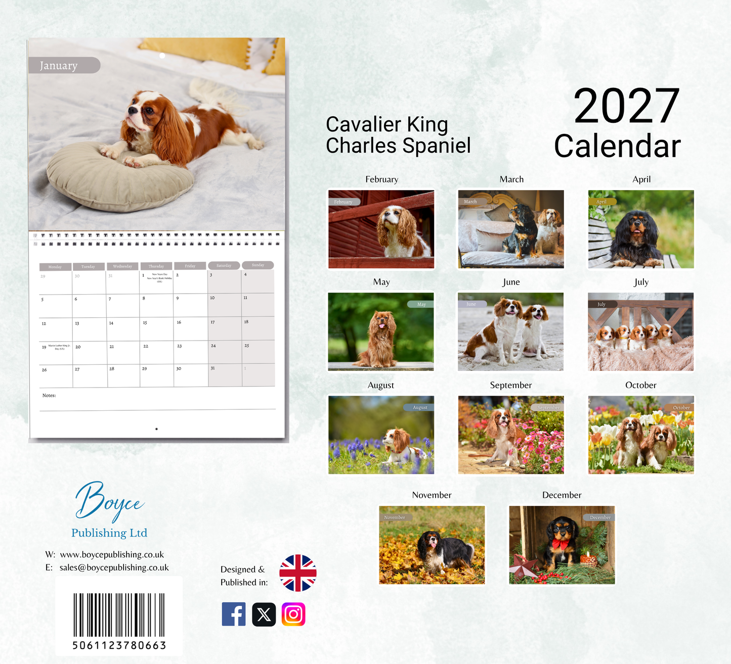 Cavalier King Charles Spaniel Calendar 2027
