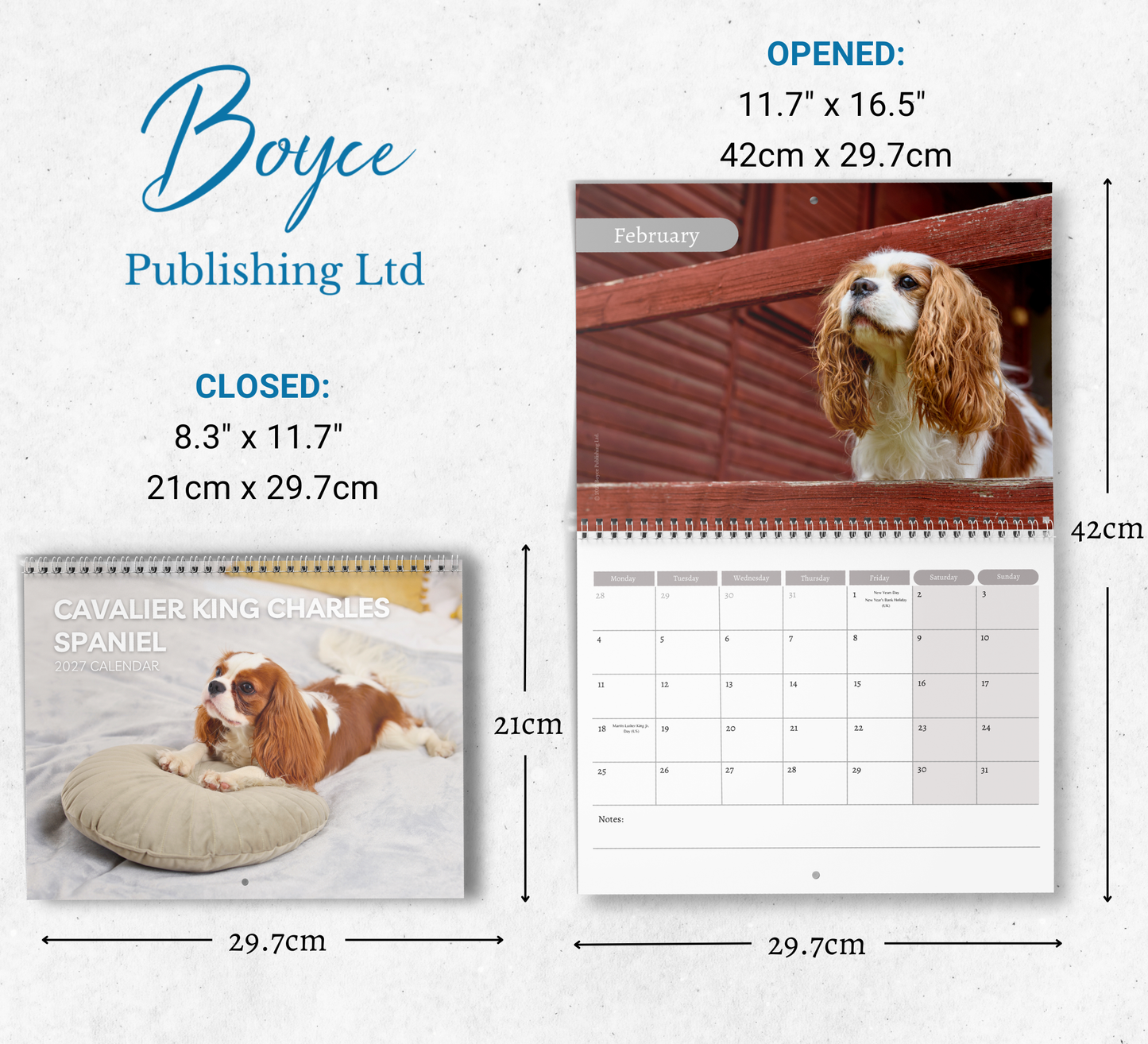 Cavalier King Charles Spaniel Calendar 2027