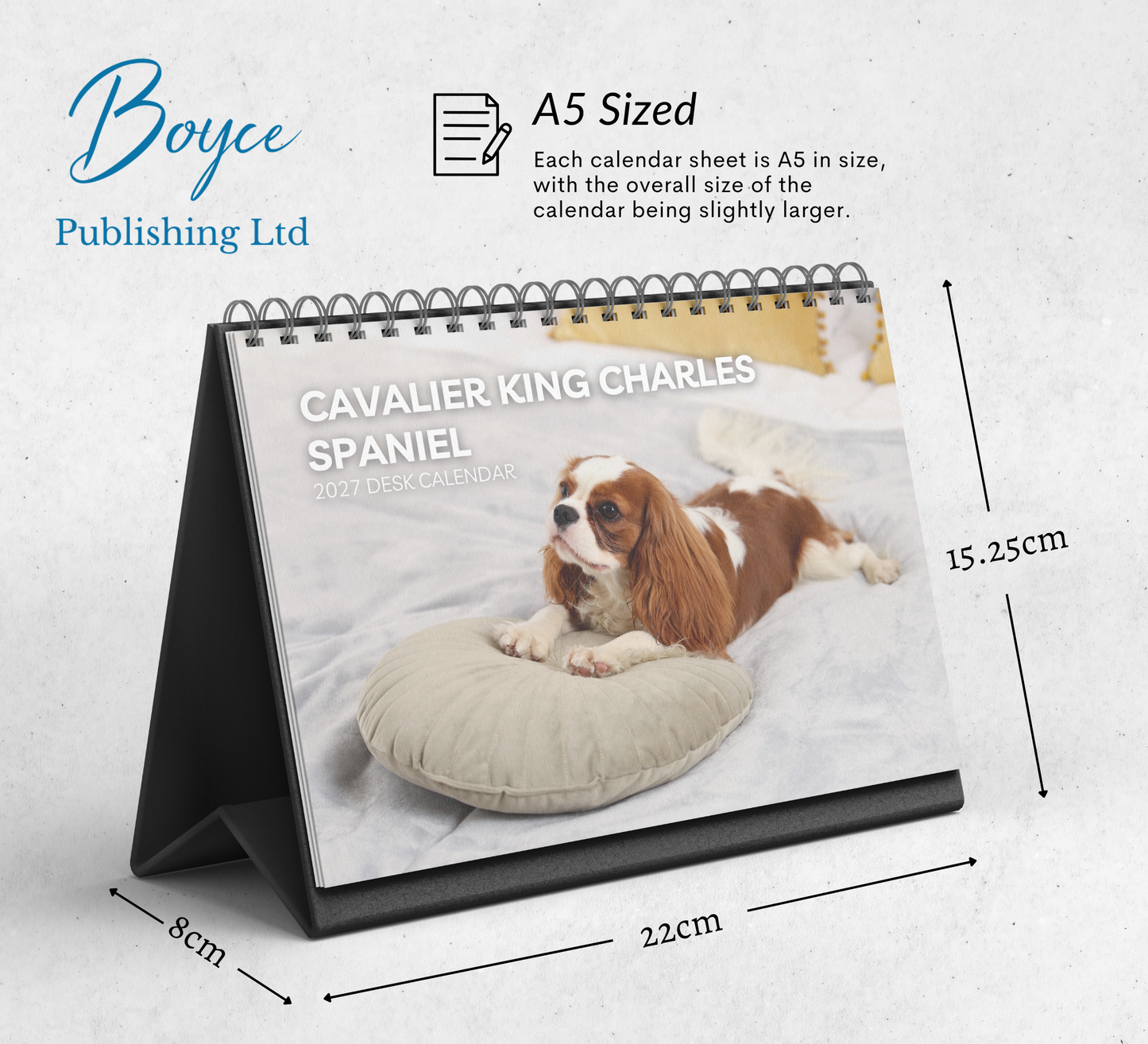 Cavalier King Charles Spaniel Desk Calendar 2027-2028