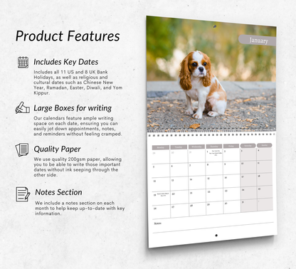 Cavalier King Charles Spaniel Calendar 2026